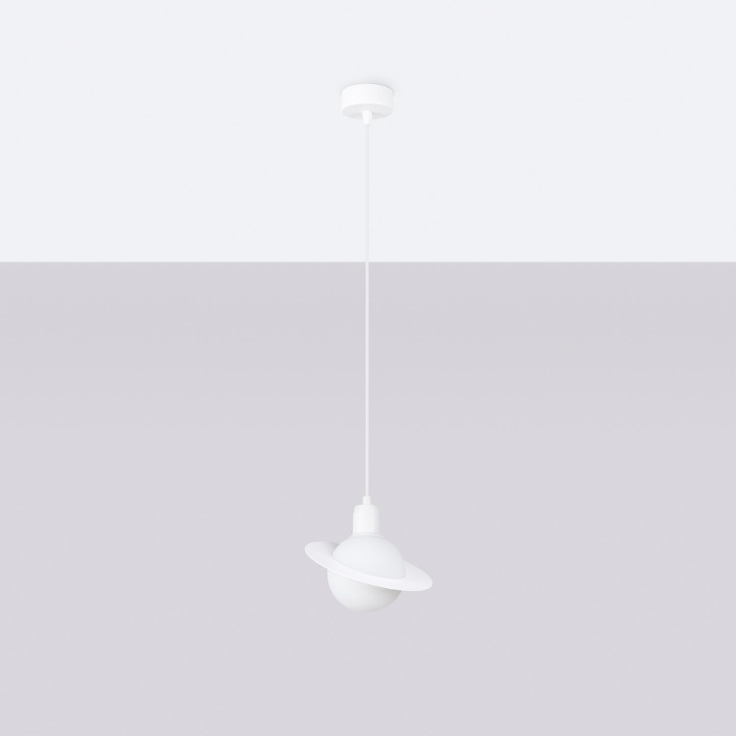 lámpara colgante HYPERION 1 blanca, un diseño moderno y elegante que ilumina tus espacios con estilo. Ideal para comedores o salas, aportando calidez y sofisticación.