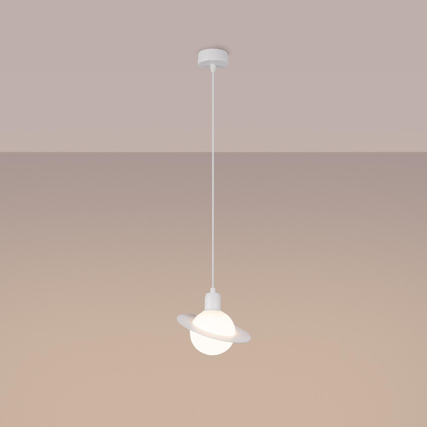 lámpara colgante HYPERION 1 blanca, un diseño moderno y elegante que ilumina tus espacios con estilo. Ideal para comedores o salas, aportando calidez y sofisticación.