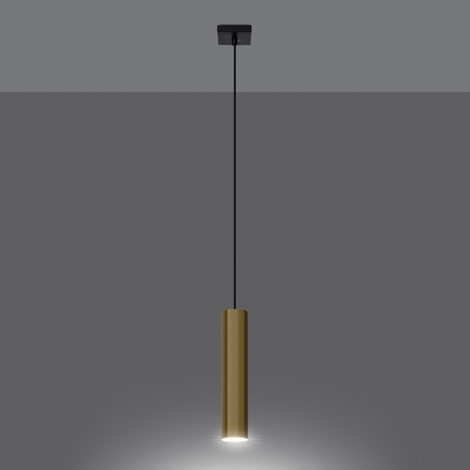 lámpara colgante LAGOS 1 en elegante oro pulido, perfecta para iluminar y decorar cualquier espacio con un toque de sofisticación y estilo contemporáneo. Ideal para hogares modernos.