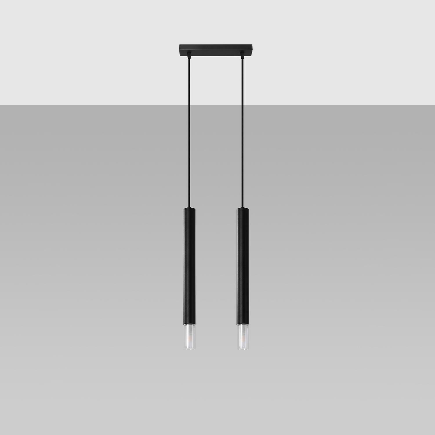 lámpara colgante WEZYR 2 negra, elegante y moderna, ideal para iluminar cualquier espacio con estilo. Su diseño minimalista se adapta a tu decoración, creando un ambiente acogedor y chic.