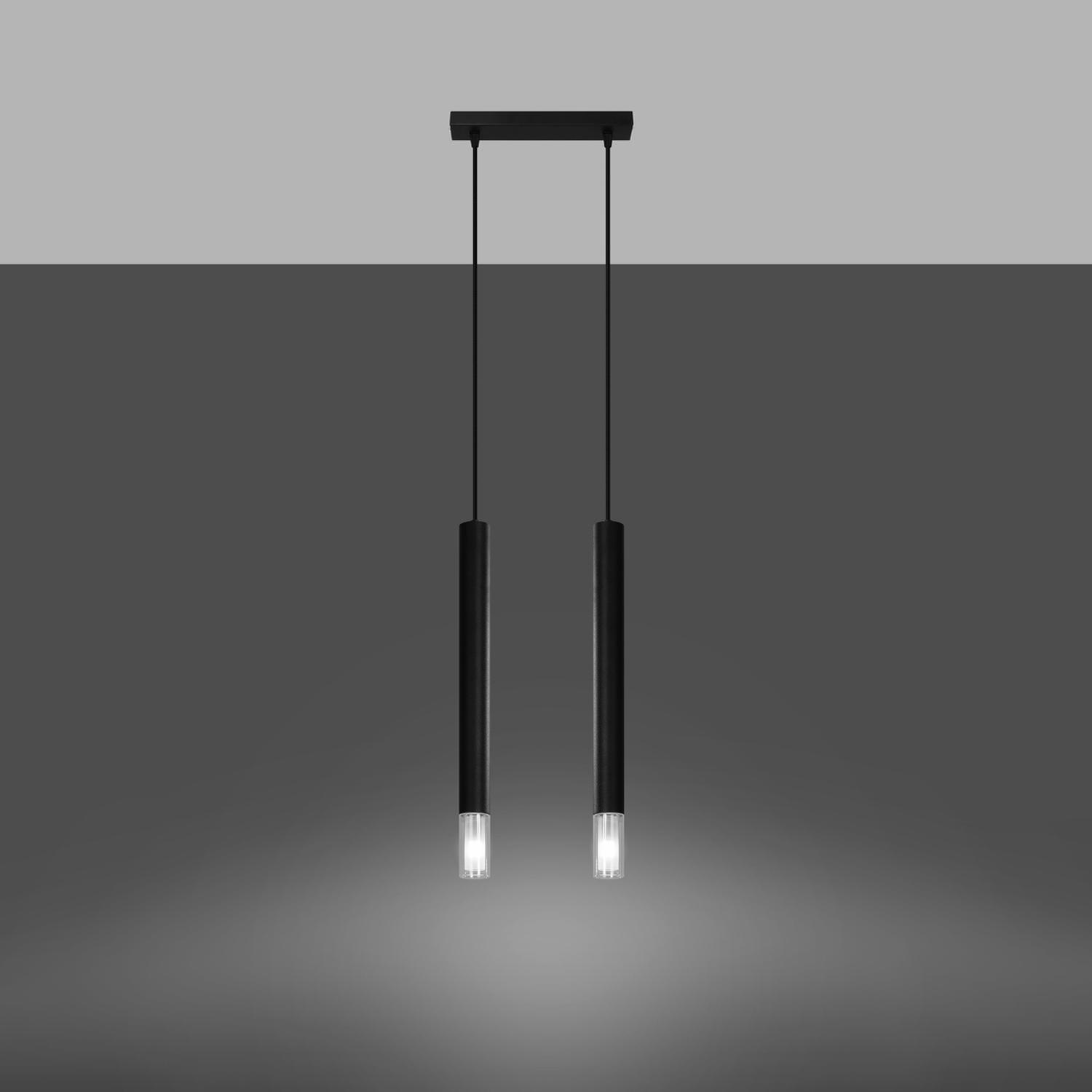 lámpara colgante WEZYR 2 negra, elegante y moderna, ideal para iluminar cualquier espacio con estilo. Su diseño minimalista se adapta a tu decoración, creando un ambiente acogedor y chic.