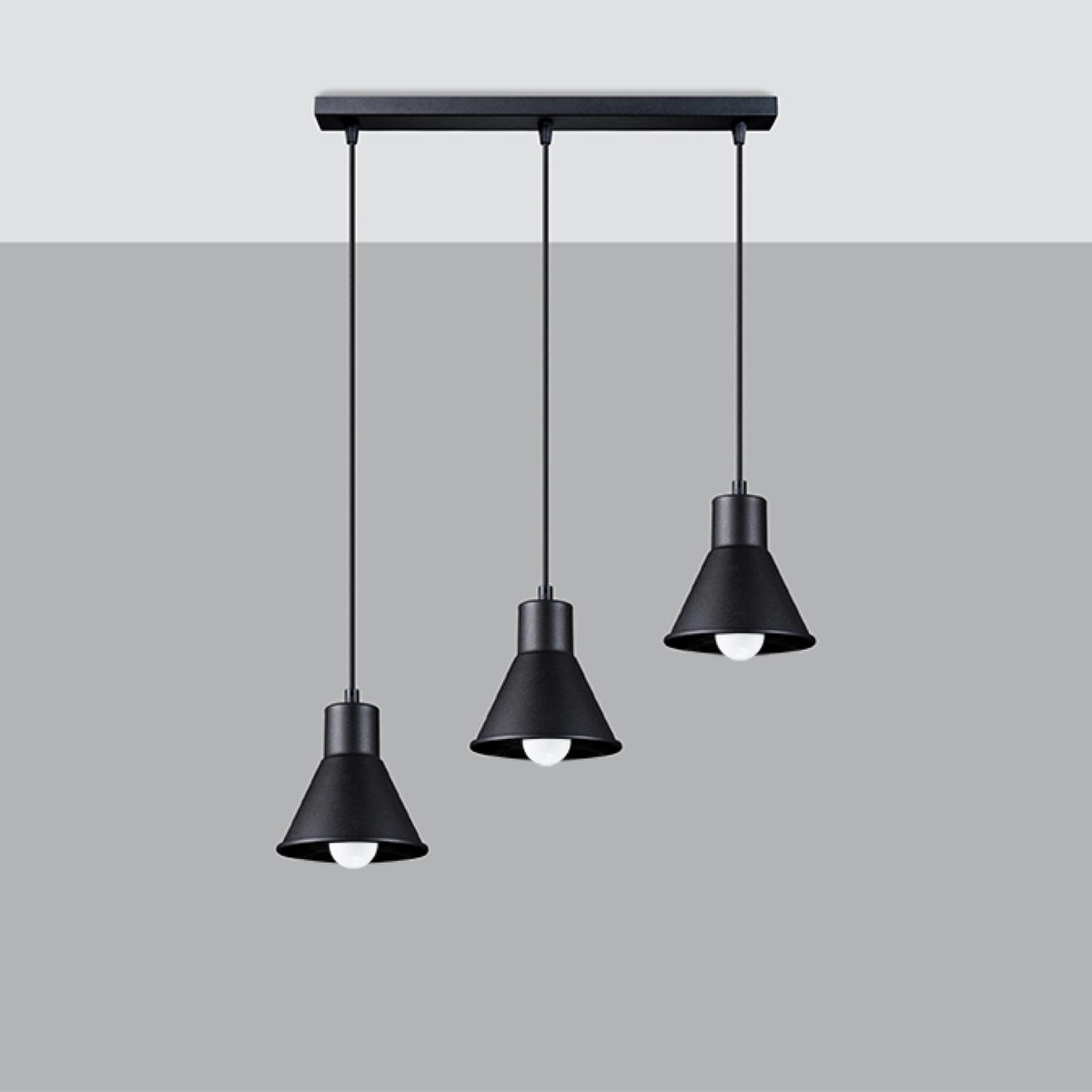 lámpara colgante TALEJA 3 en elegante negro [E27]. Perfecta para dar un toque moderno y sofisticado a tu espacio, ilumina y decora con estilo único. Ideal para cualquier ambiente.