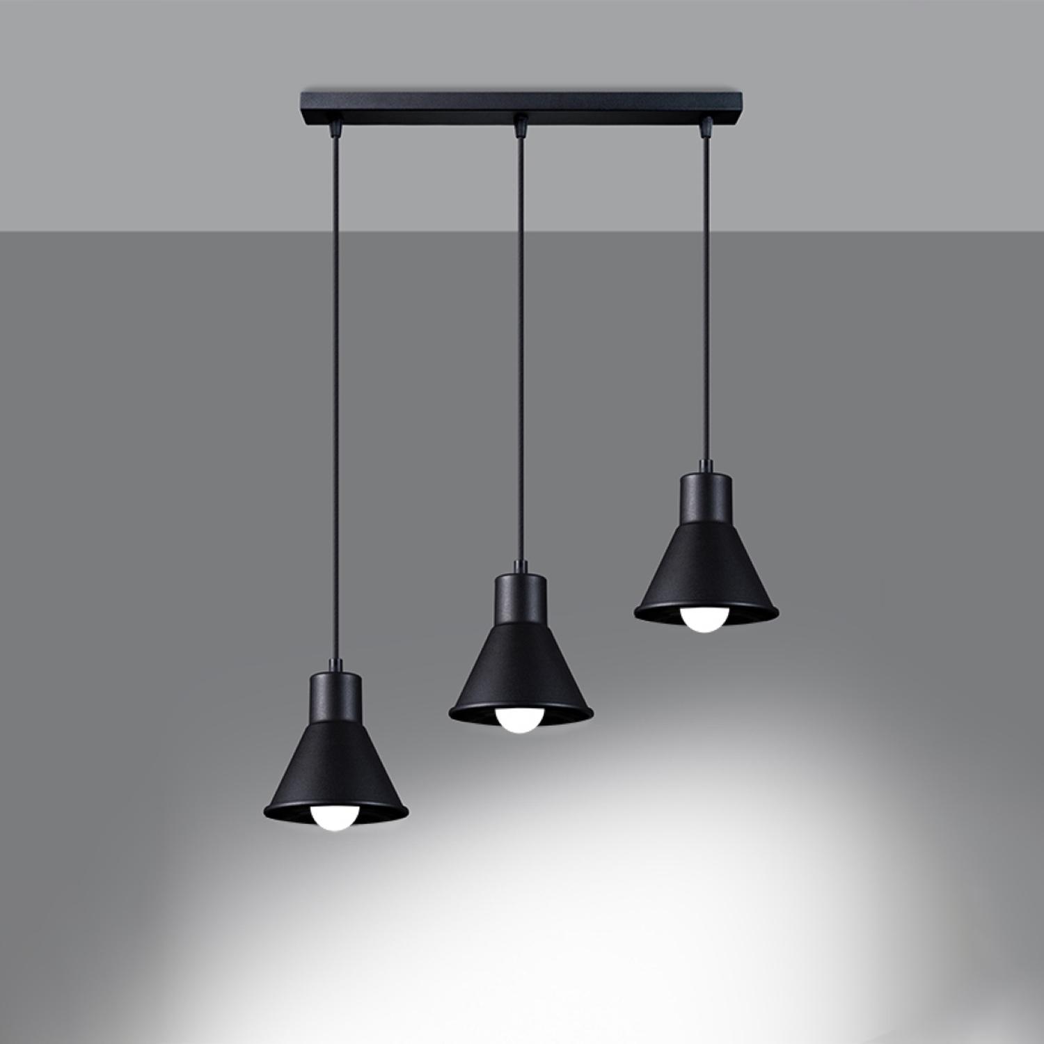 lámpara colgante TALEJA 3 en elegante negro [E27]. Perfecta para dar un toque moderno y sofisticado a tu espacio, ilumina y decora con estilo único. Ideal para cualquier ambiente.