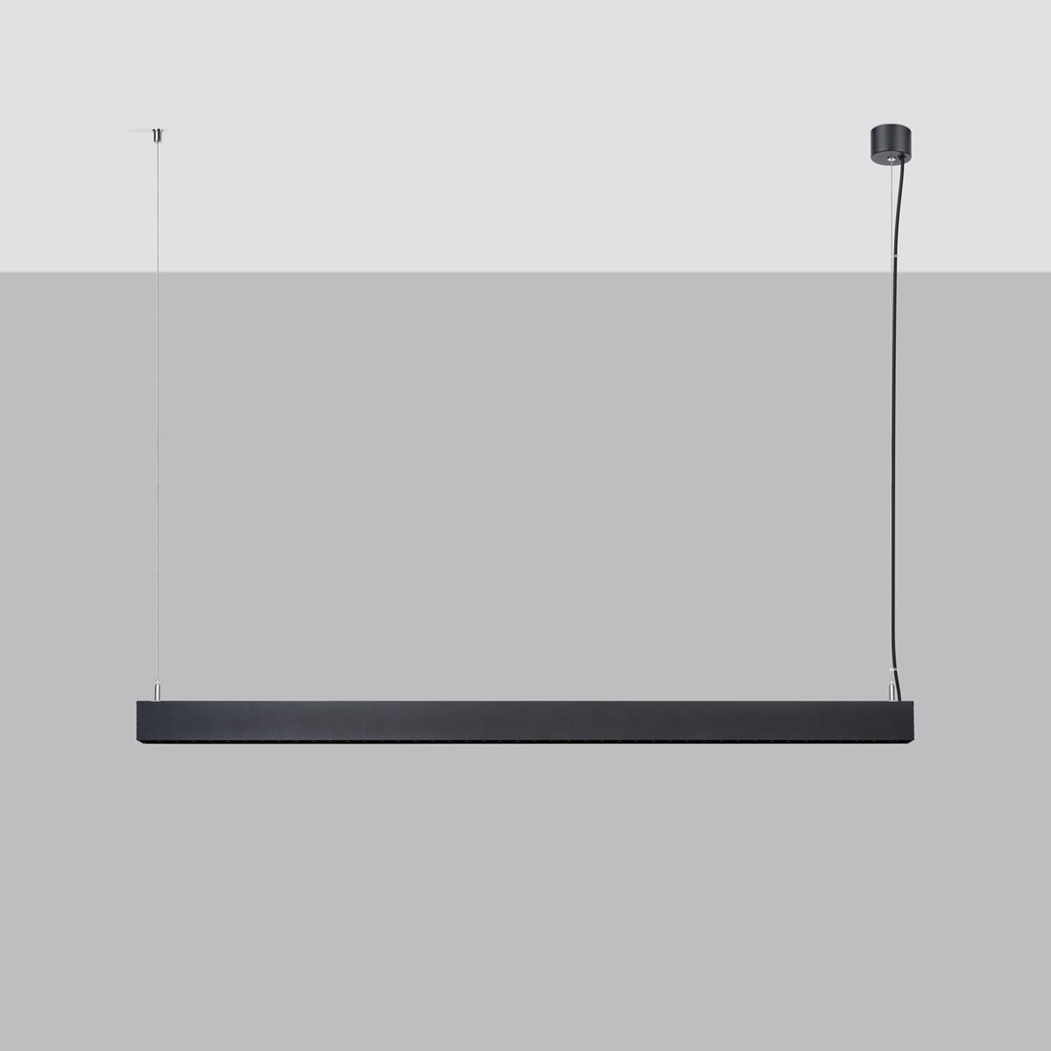 lámpara colgante SOREN en color negro, con tecnología LED de 3000K, perfecta para iluminar y adornar espacios modernos con elegancia y calidez. Ideal para cualquier ambiente.