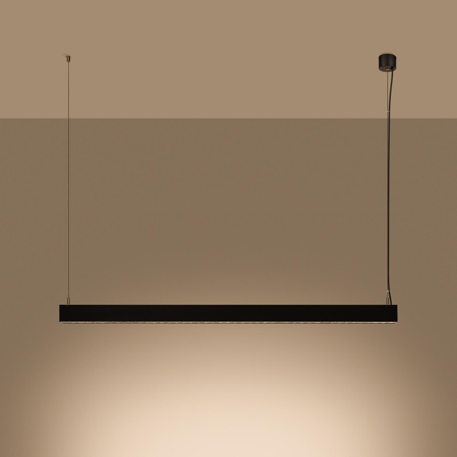 lámpara colgante SOREN en color negro, con tecnología LED de 3000K, perfecta para iluminar y adornar espacios modernos con elegancia y calidez. Ideal para cualquier ambiente.