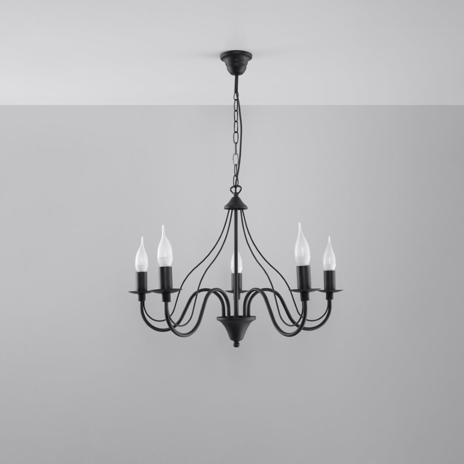 araña MINERWA 5 negra: elegancia y modernidad para tu hogar. Su diseño minimalista y sofisticado crea un ambiente acogedor. Ideal para iluminar cualquier espacio con estilo.