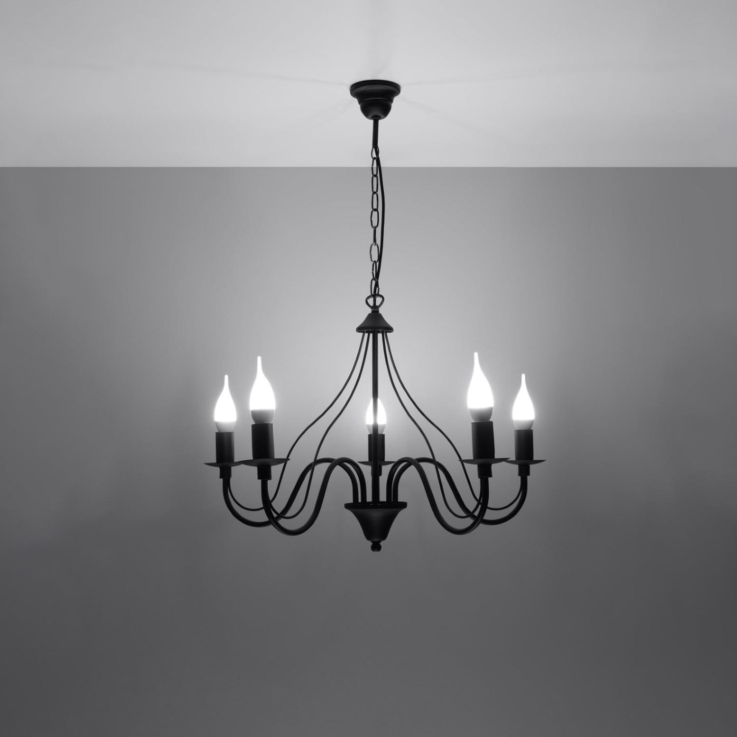 araña MINERWA 5 negra: elegancia y modernidad para tu hogar. Su diseño minimalista y sofisticado crea un ambiente acogedor. Ideal para iluminar cualquier espacio con estilo.