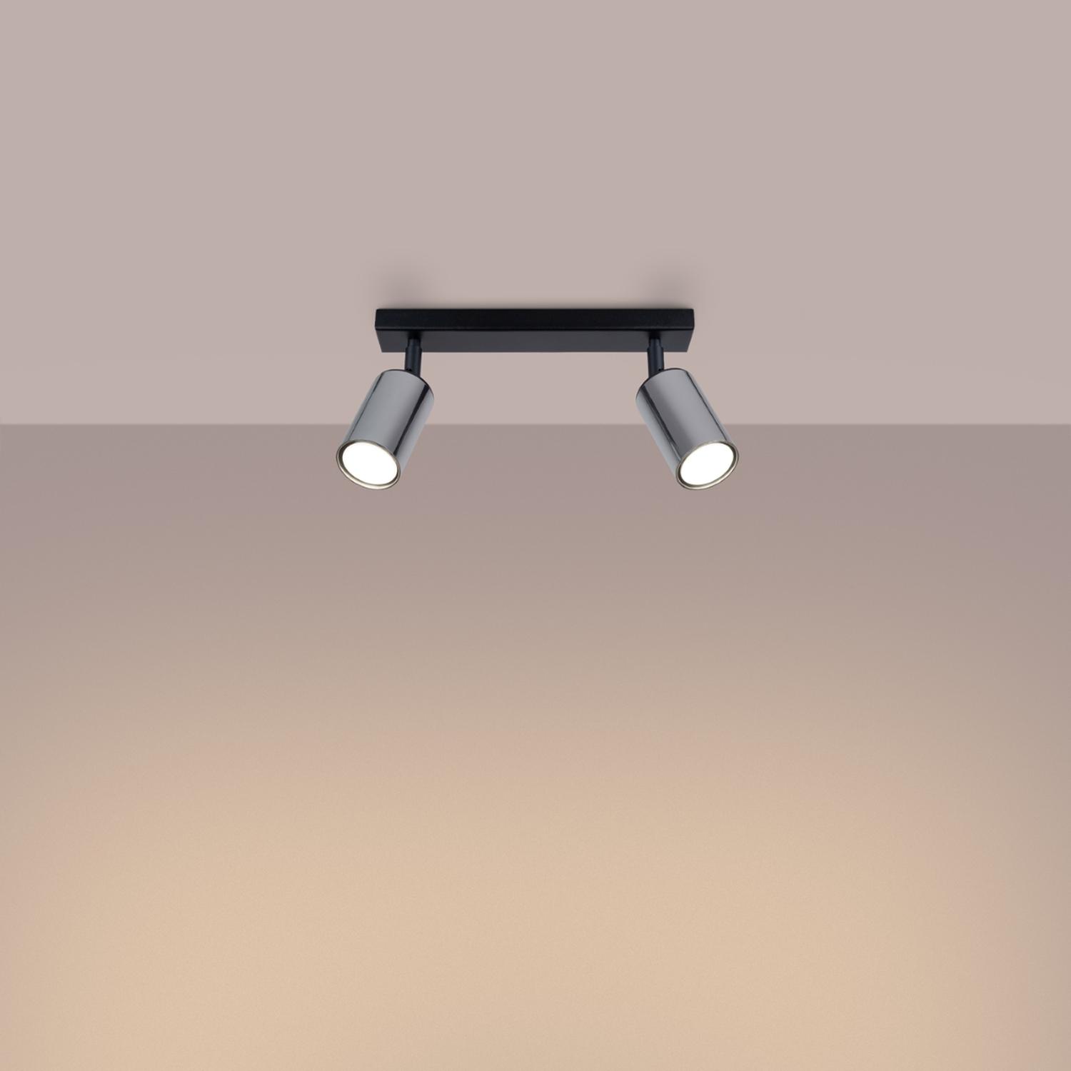lámpara de techo WINX 2: elegante diseño en negro y cromo que aporta iluminación con estilo. Perfecta para cualquier habitación, fusiona modernidad y funcionalidad. ¡Renueva tu espacio!