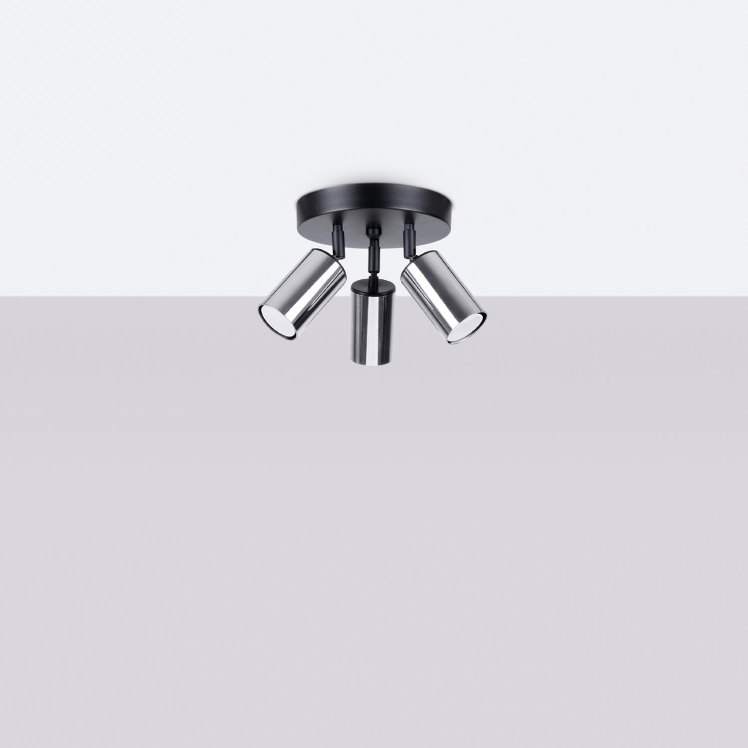 lámpara de techo WINX 3P negro/cromo: un diseño moderno y elegante que ilumina tu espacio con estilo. Perfecta para cualquier habitación, combina versatilidad y sofisticación.