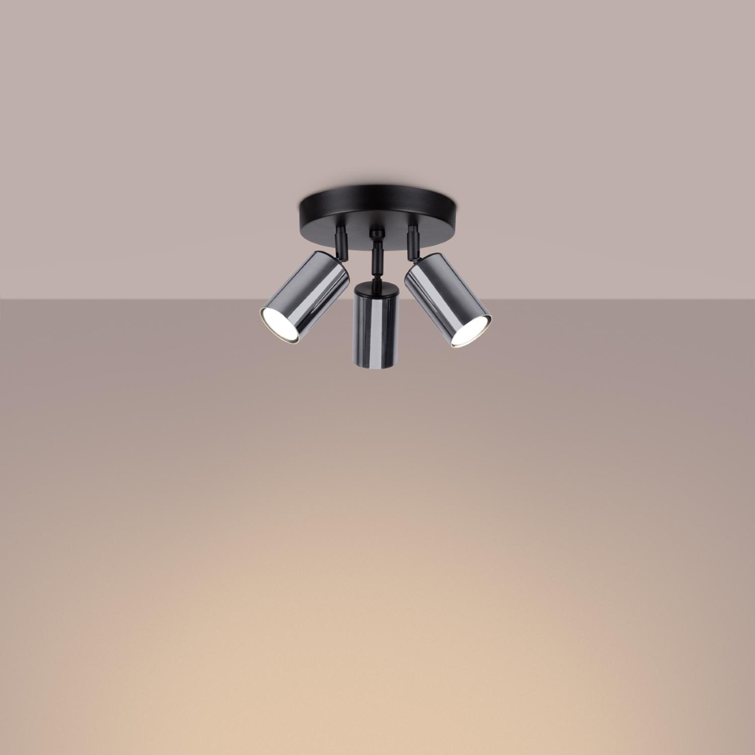 lámpara de techo WINX 3P negro/cromo: un diseño moderno y elegante que ilumina tu espacio con estilo. Perfecta para cualquier habitación, combina versatilidad y sofisticación.
