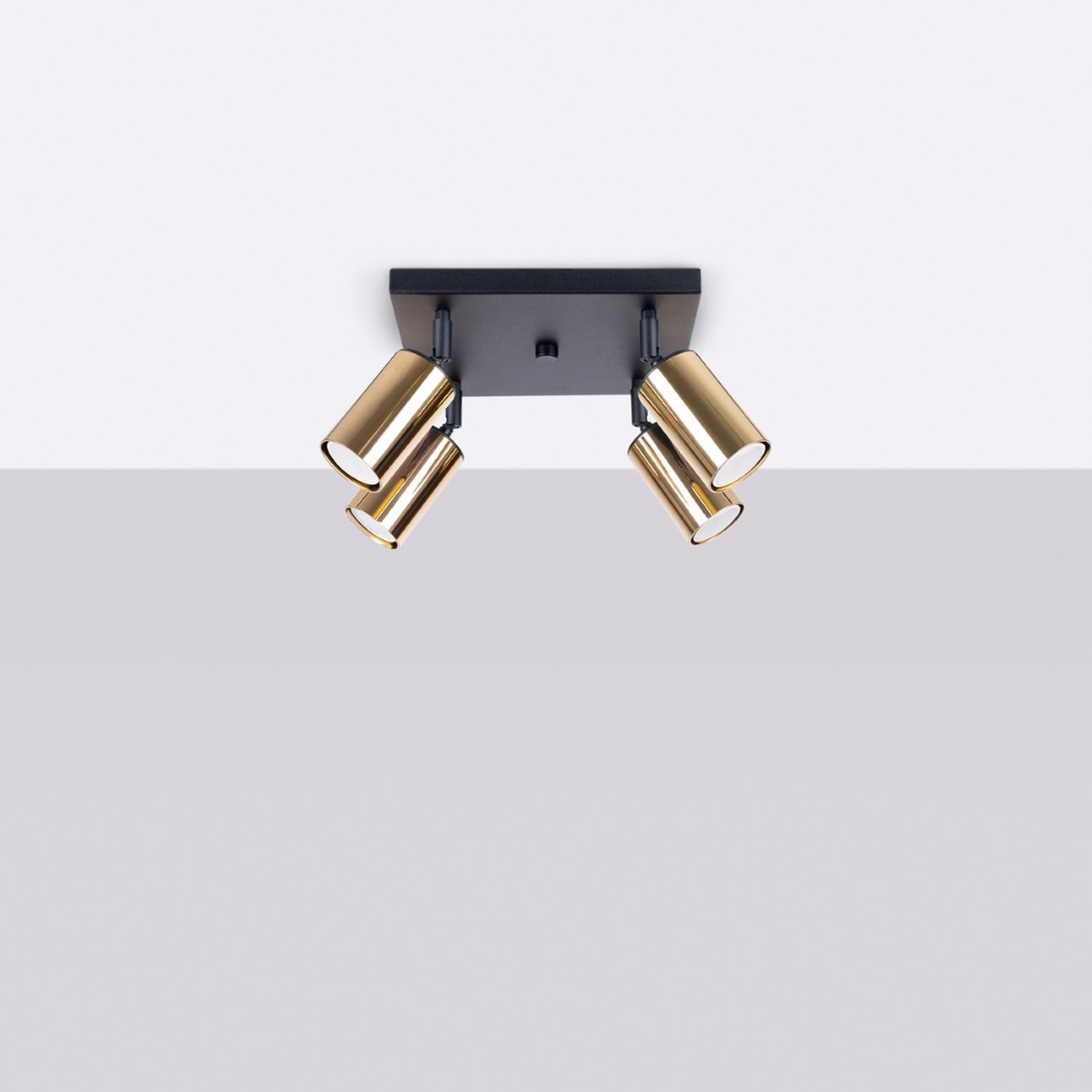 lámpara de techo WINX 4 en elegante negro y dorado, perfecta para iluminar y dar un toque moderno y sofisticado a cualquier espacio. Ideal para tu hogar o oficina.