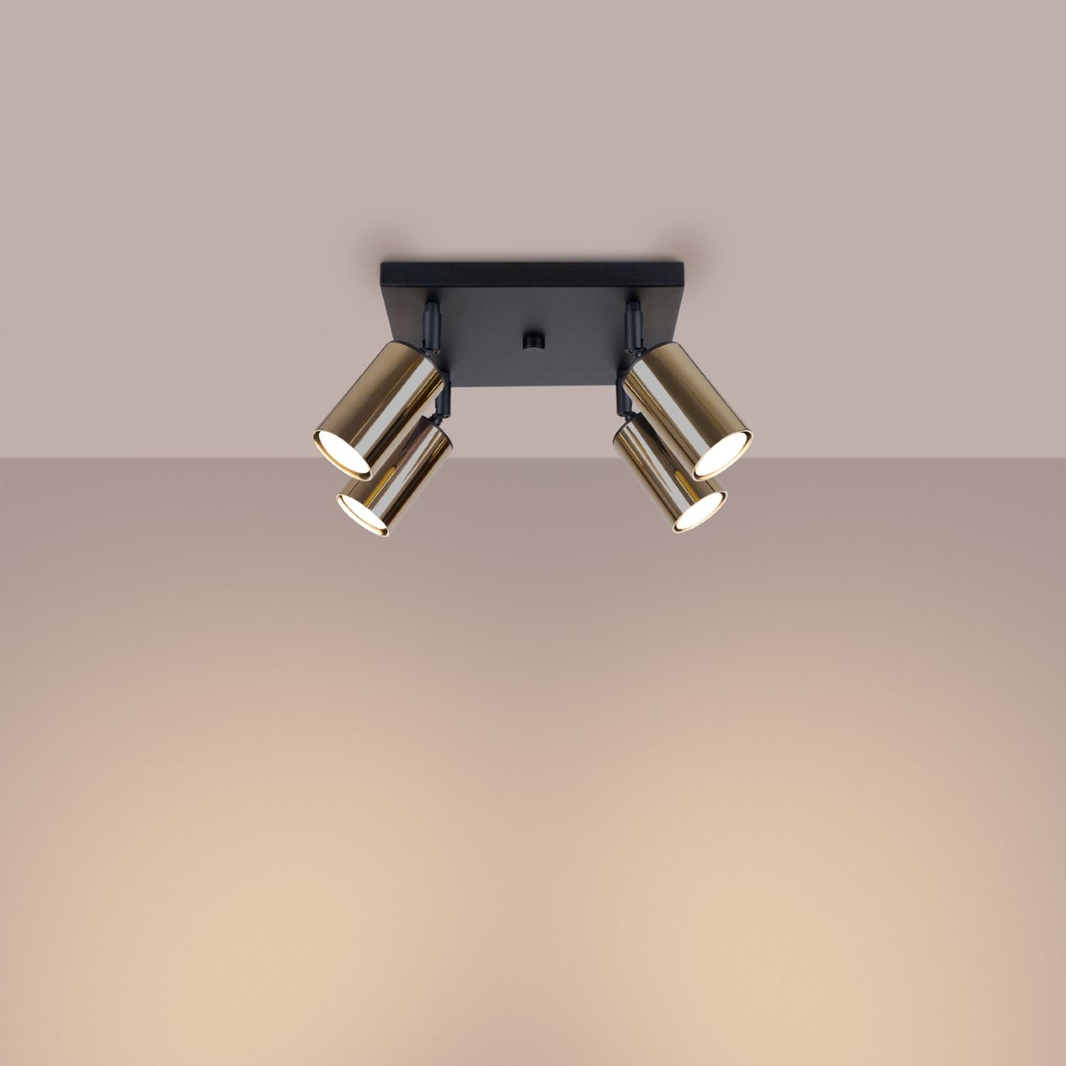 lámpara de techo WINX 4 en elegante negro y dorado, perfecta para iluminar y dar un toque moderno y sofisticado a cualquier espacio. Ideal para tu hogar o oficina.