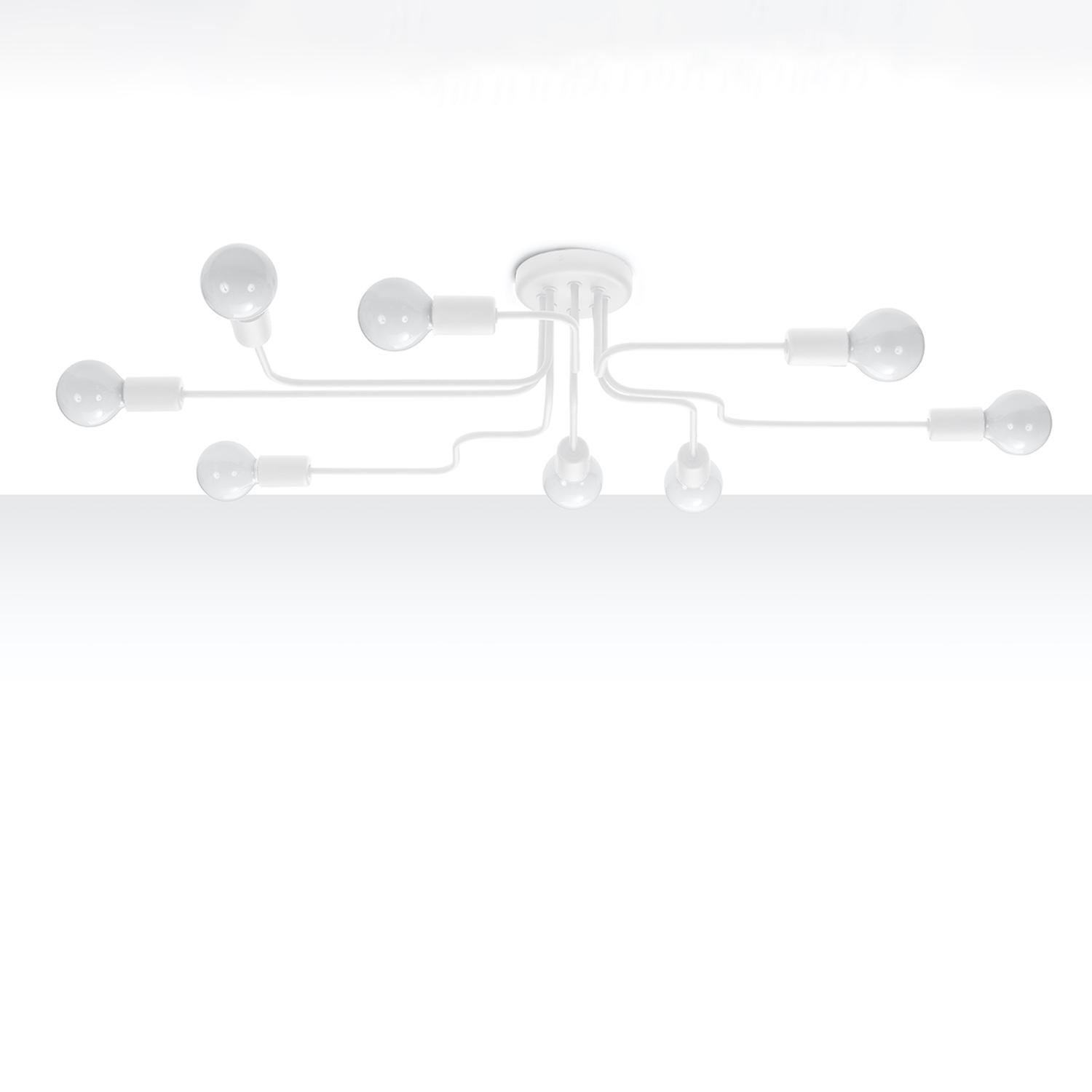 lámpara VECTOR 8 blanca, una pieza de diseño elegante y minimalista que ilumina cualquier espacio con su luz cálida. Ideal para ambientes contemporáneos y acogedores.
