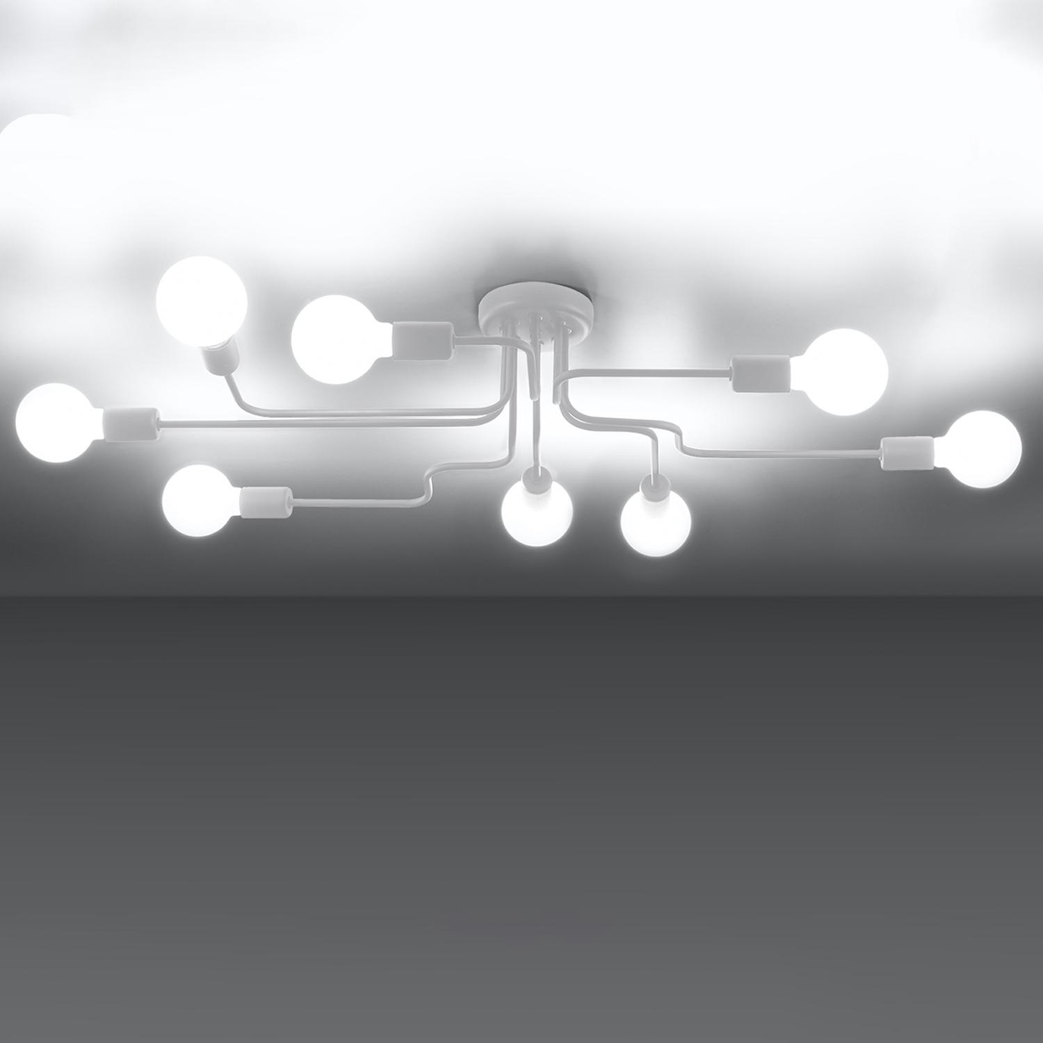 lámpara VECTOR 8 blanca, una pieza de diseño elegante y minimalista que ilumina cualquier espacio con su luz cálida. Ideal para ambientes contemporáneos y acogedores.