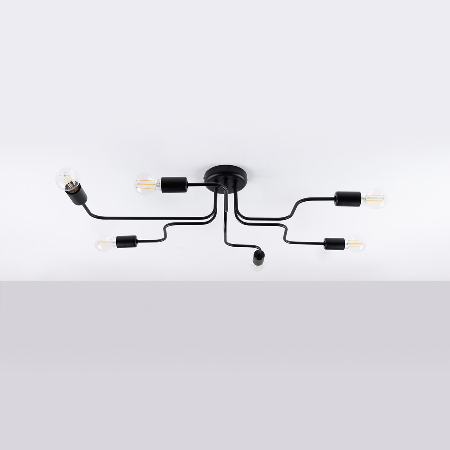 lámpara VECTOR 6 negra: elegancia y modernidad se unen en este diseño minimalista. Ideal para realzar cualquier espacio, su luz suave crea un ambiente acogedor y sofisticado.
