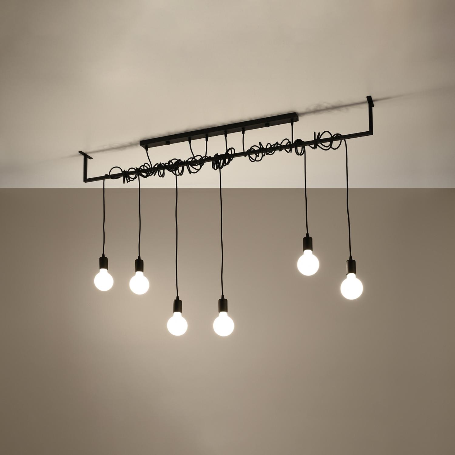 araña SALAMANCA 6 negra: modernidad y elegancia en un solo accesorio. Su diseño actual embellece cualquier ambiente, iluminando con sofisticación. Perfecta para hogares con estilo.