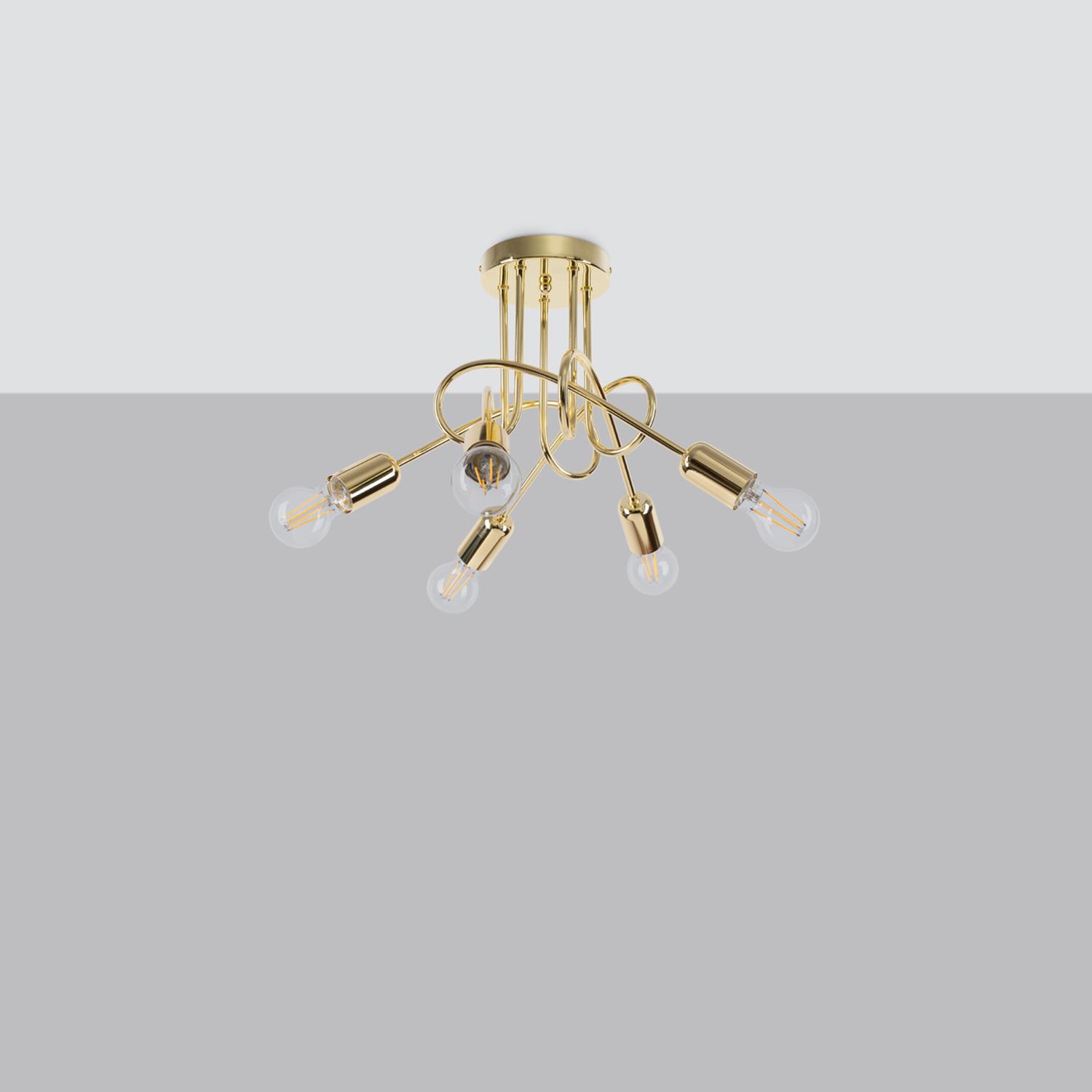 lámpara LOOP 5 en sofisticado oro brillante, perfecta para iluminar tus espacios con elegancia. Su diseño contemporáneo aporta un toque de distinción y modernidad a cualquier ambiente.