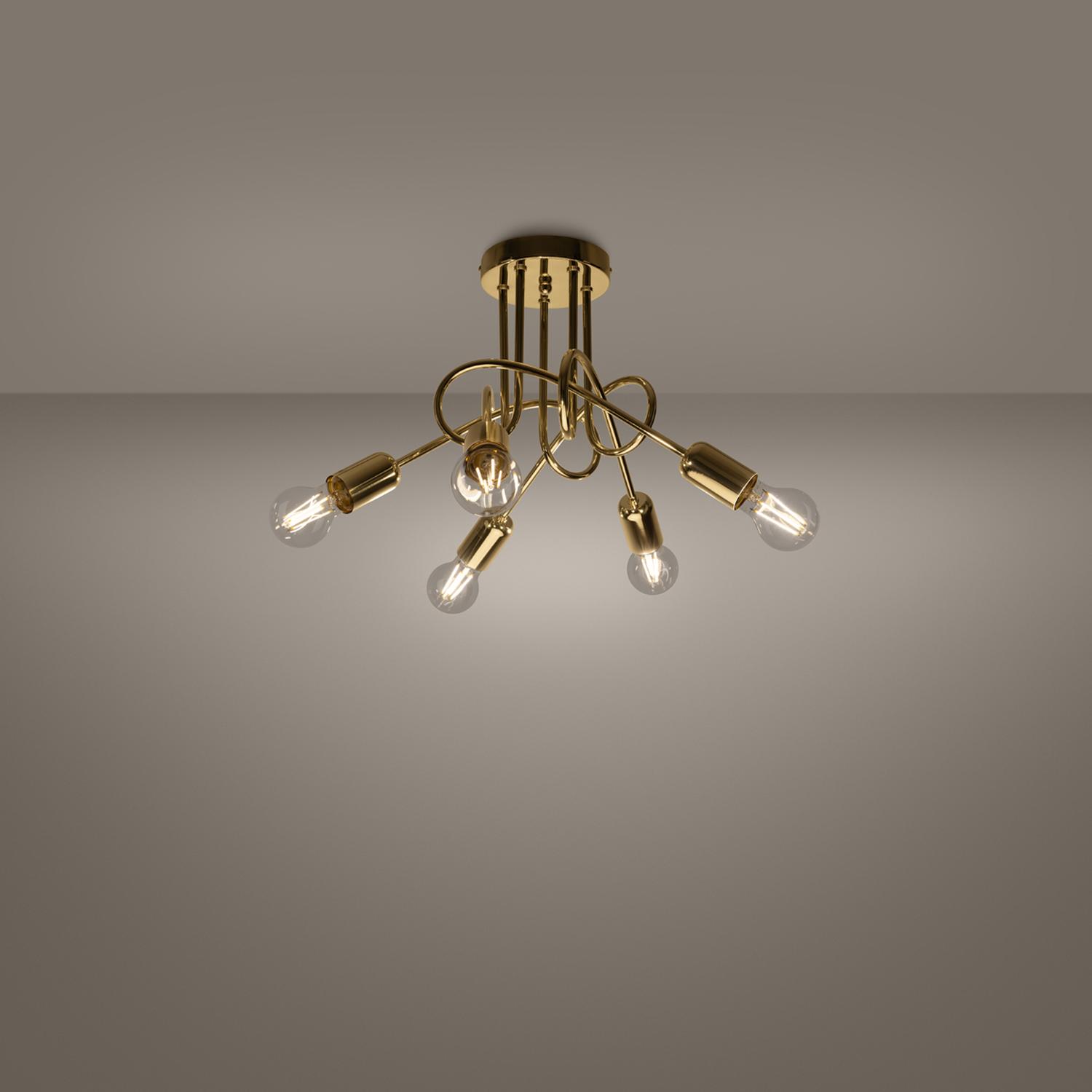 lámpara LOOP 5 en sofisticado oro brillante, perfecta para iluminar tus espacios con elegancia. Su diseño contemporáneo aporta un toque de distinción y modernidad a cualquier ambiente.