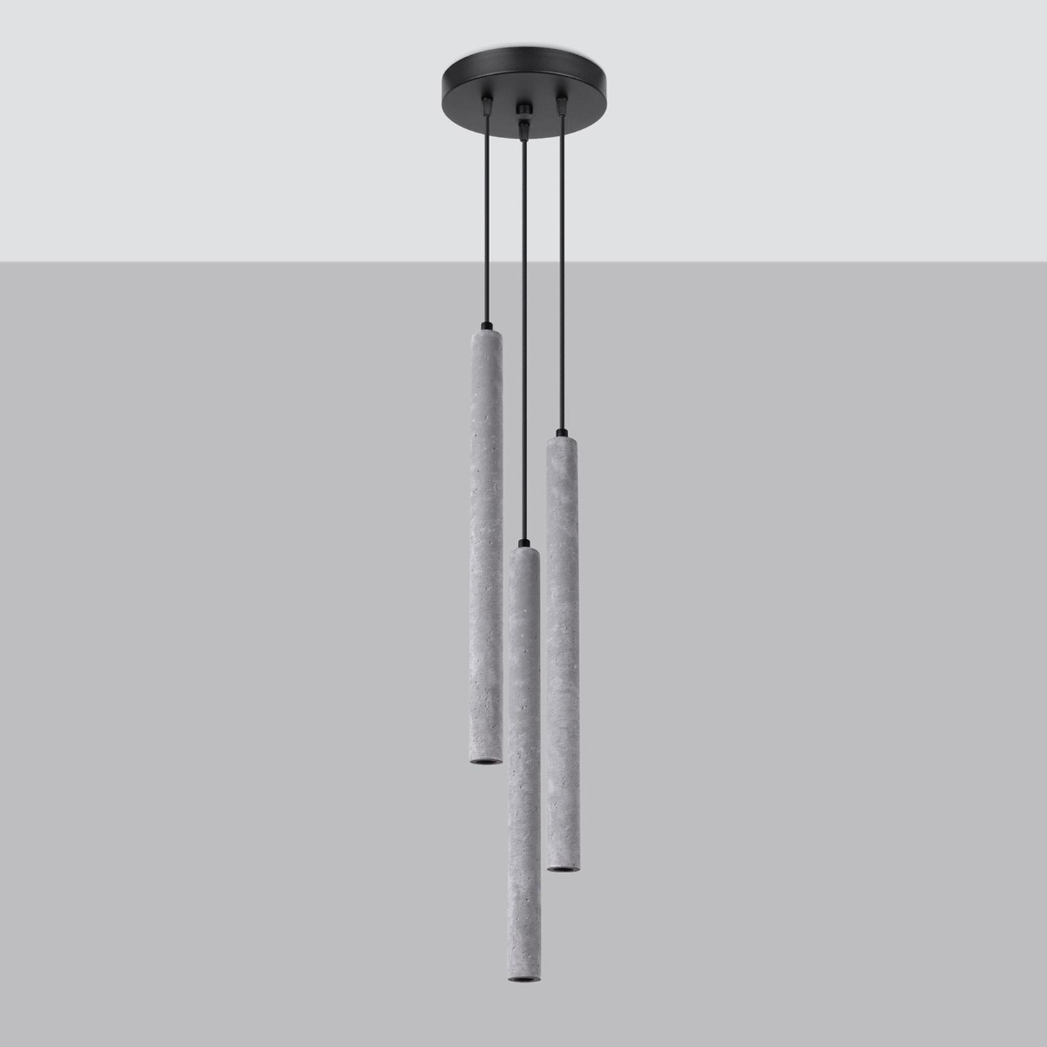 lámpara colgante PASTELO 3P de hormigón: una fusión perfecta de modernidad y elegancia. Ideal para iluminar y decorar cualquier espacio, aportando estilo contemporáneo.