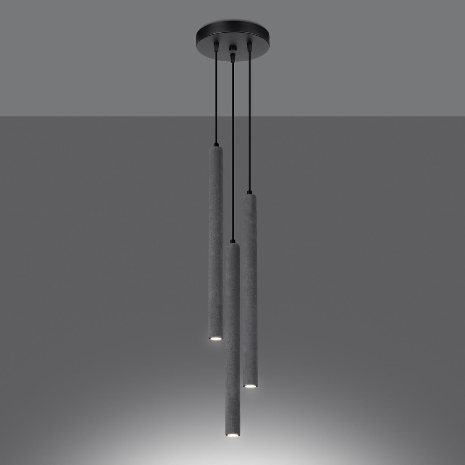 lámpara colgante PASTELO 3P de hormigón: una fusión perfecta de modernidad y elegancia. Ideal para iluminar y decorar cualquier espacio, aportando estilo contemporáneo.
