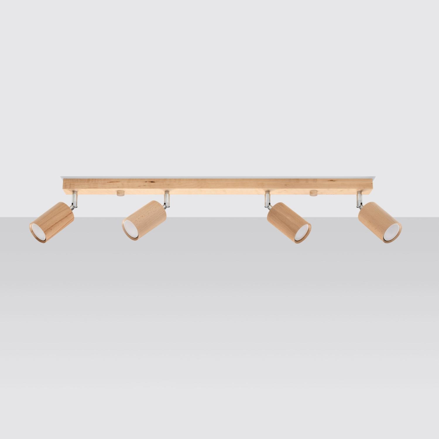 lámpara de techo BERG 4, con un elegante diseño en madera natural, perfecta para iluminar y dar un toque cálido y acogedor a cualquier habitación. Ideal para hogares modernos.