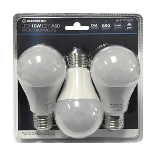  Pack de ahorro energético de 3 bombillas LED 10W E27 4000K A60 (Pack 10W)