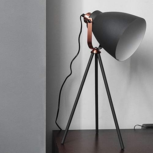 lámpara de Mesa con Trípode Estilo Retro Vintage. (Negro)