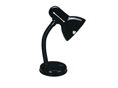 flexo mini E-27, 60W, color negro, diseño elegante; ideal para iluminación de escritorio y ambientes modernos.