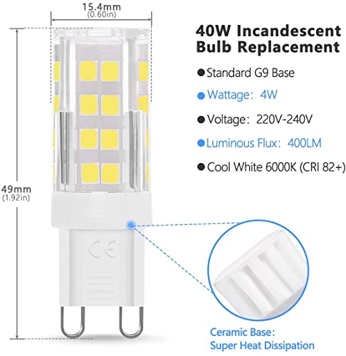 lámpara LED Bipin G9 5W 3200K 54x18mm - Iluminación eficiente y cálida para hogares y oficinas.