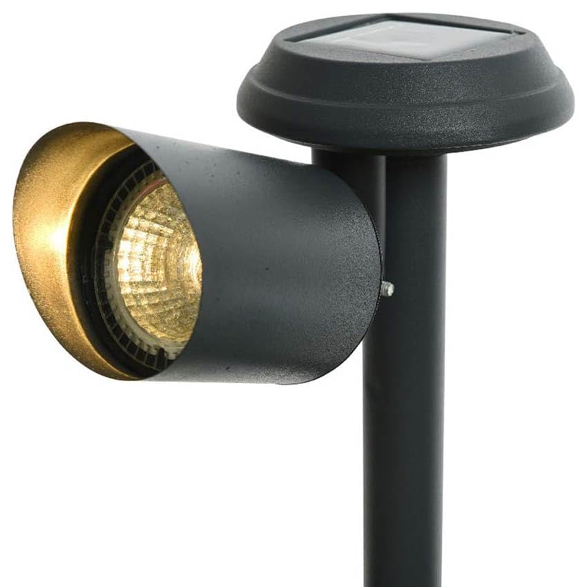 estaca de jardín con proyector solar LED 3 lm 6400K, 45°, dimensiones 10x17x25,5 cm; iluminación decorativa y funcional para exteriores.